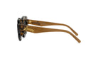 A pair of brown sunglasses with a gold-colored frame and the word "Lévy" printed on them.