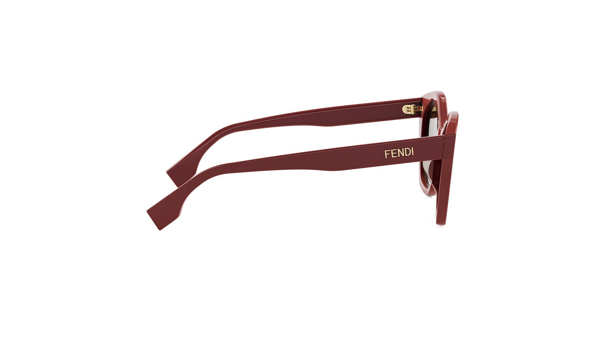 A pair of burgundy-colored Fendi sunglasses with a sleek, modern design.