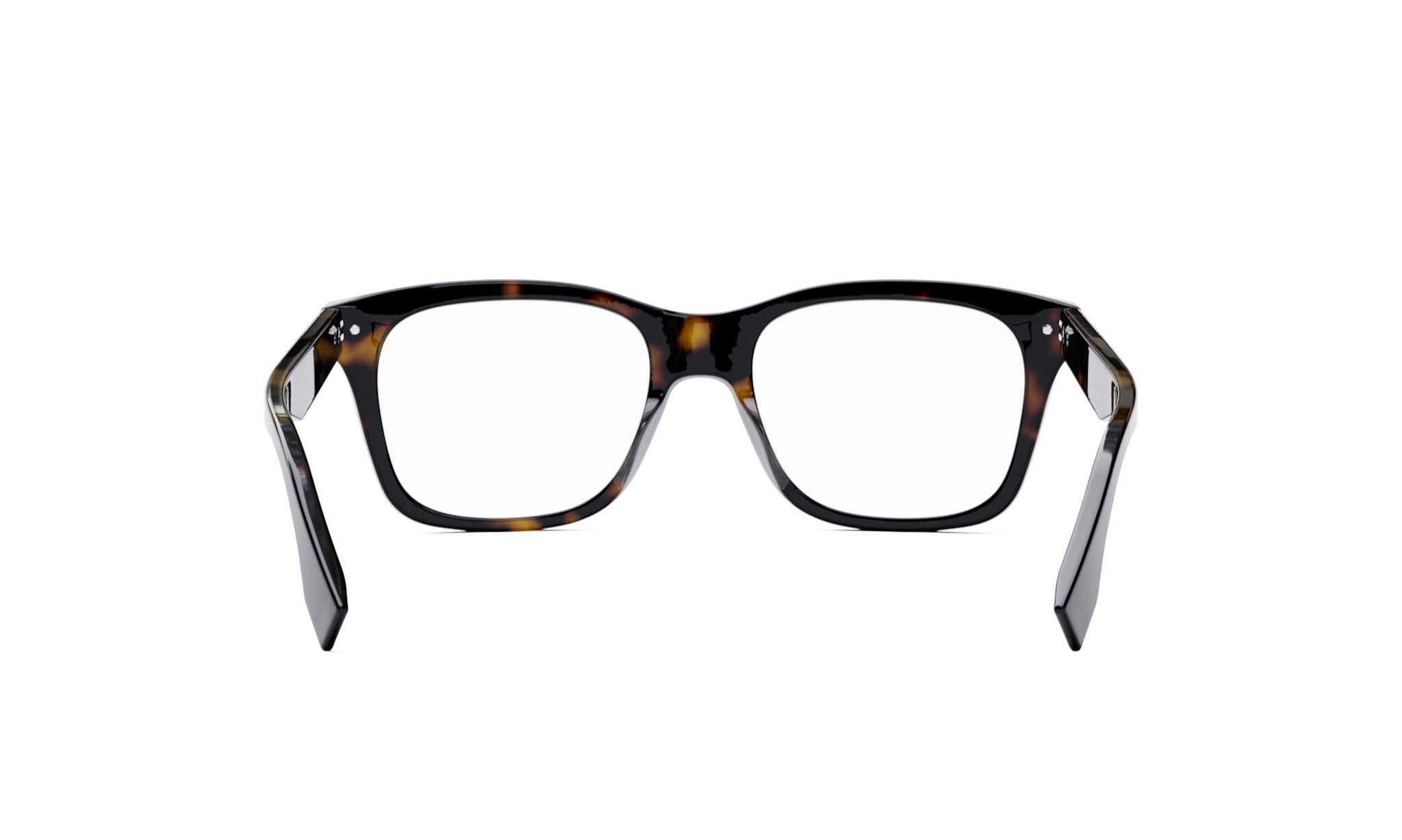 A pair of black-framed glasses with a tortoiseshell pattern.