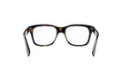 A pair of black-framed glasses with a tortoiseshell pattern.