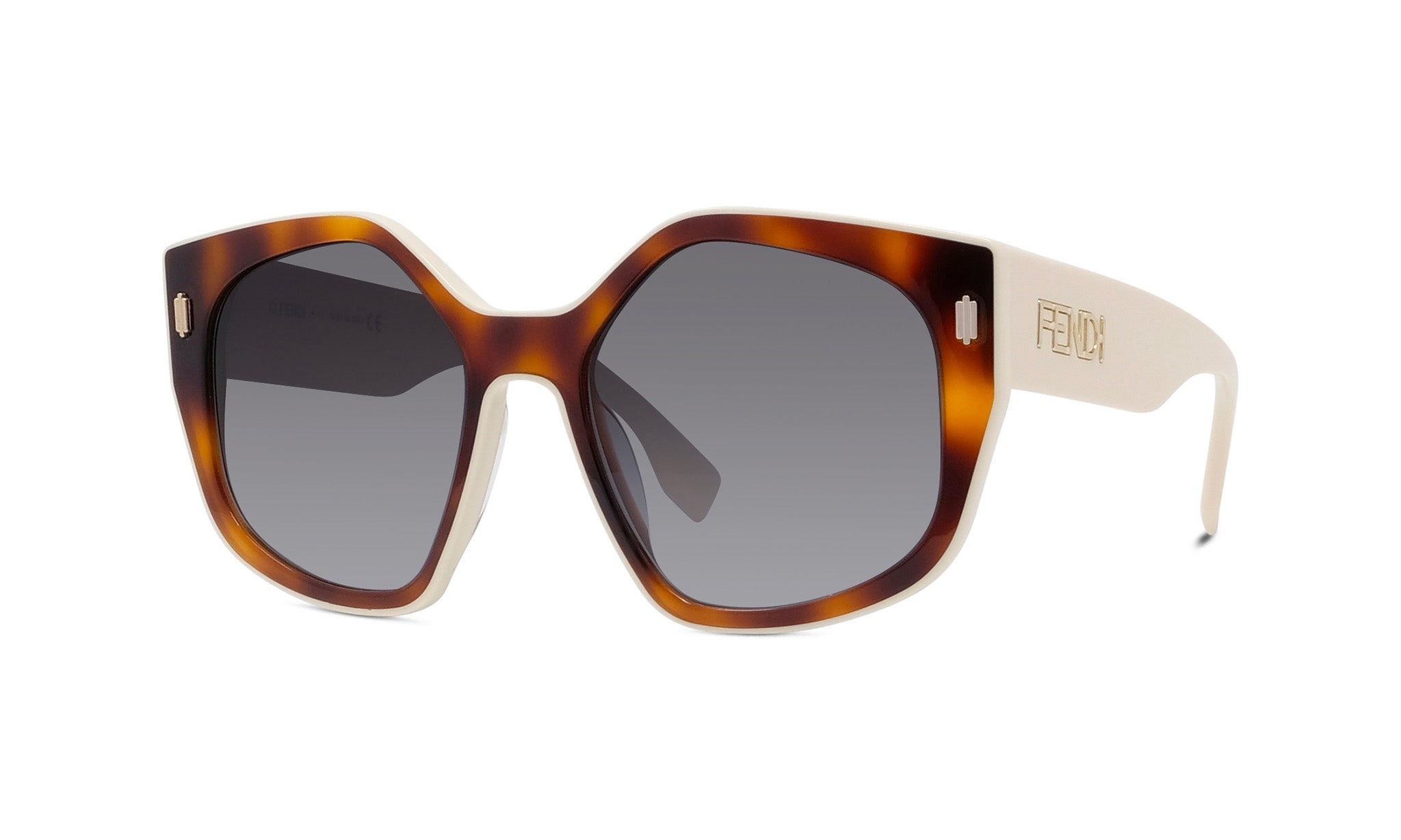 A pair of stylish sunglasses with a tortoiseshell frame and dark lenses.