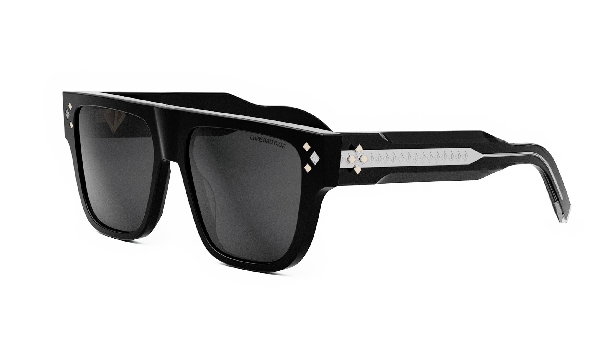 A pair of black sunglasses with a sleek, modern design.