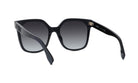 A pair of black sunglasses with a gradient frame and dark lenses.