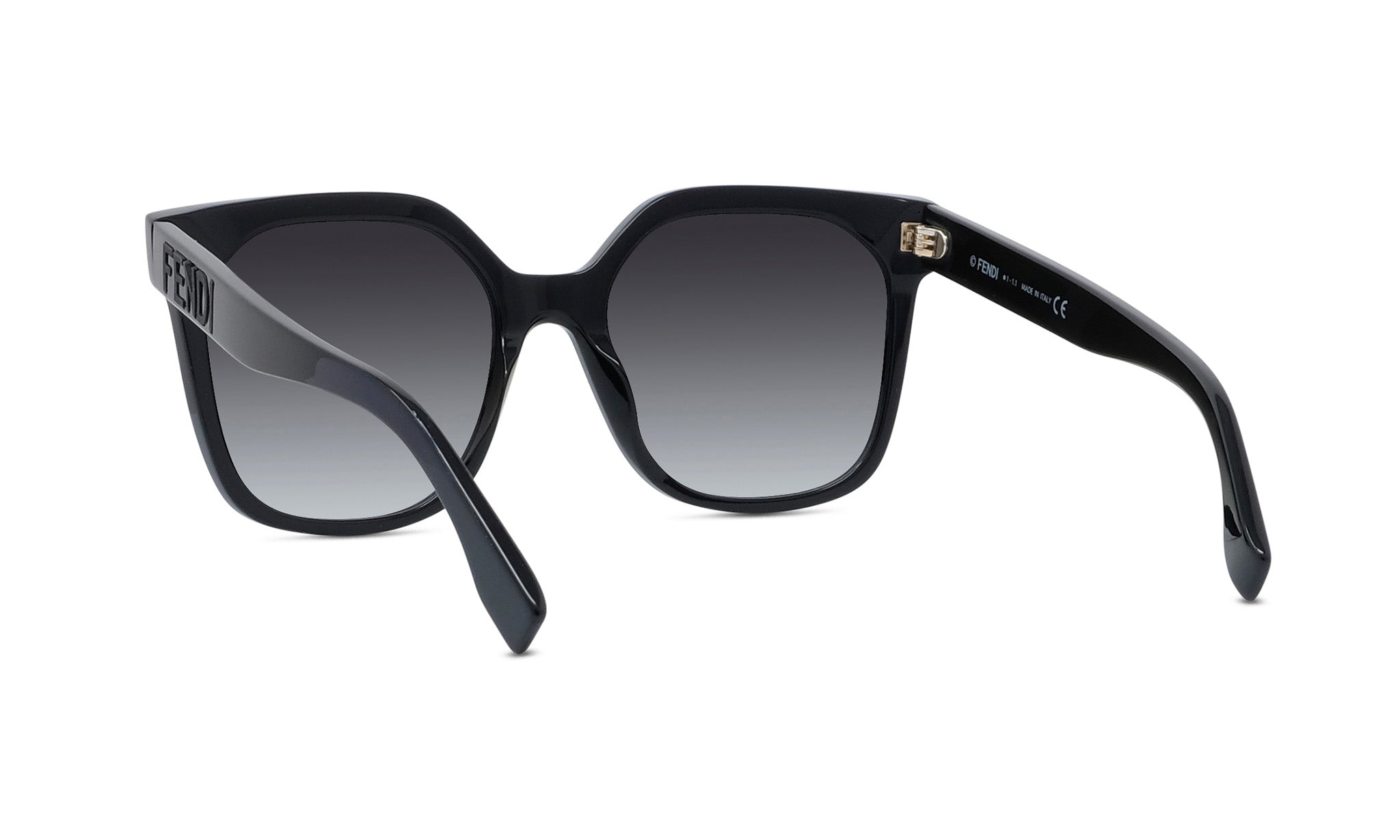 A pair of black sunglasses with a gradient frame and dark lenses.