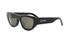 A pair of black sunglasses with the Celine logo on the frame.
