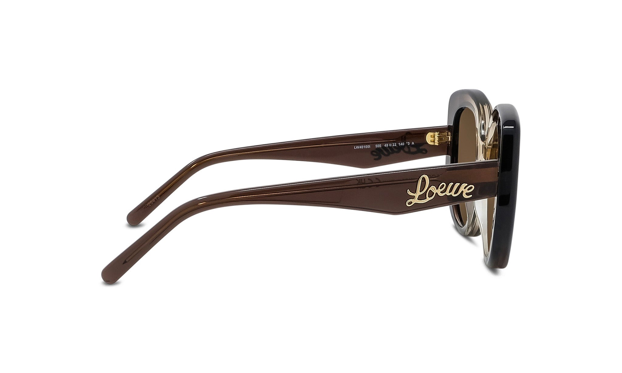 A pair of brown LESS THAN 500 characters sunglasses with a dark frame and dark lenses.