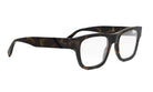 A pair of dark-framed glasses with a tortoiseshell pattern.