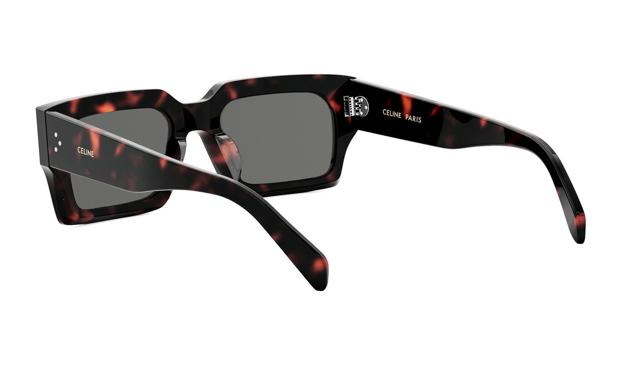 A pair of sunglasses with a tortoiseshell frame and dark lenses.