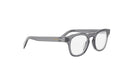 A pair of gray-framed glasses with a sleek, modern design.
