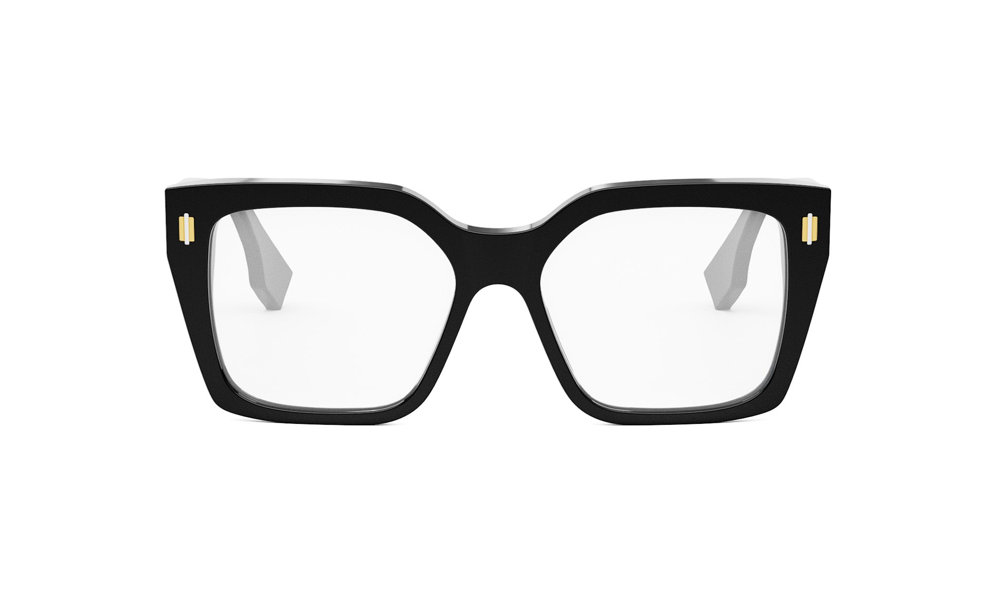 A pair of black-framed glasses with a sleek, modern design.