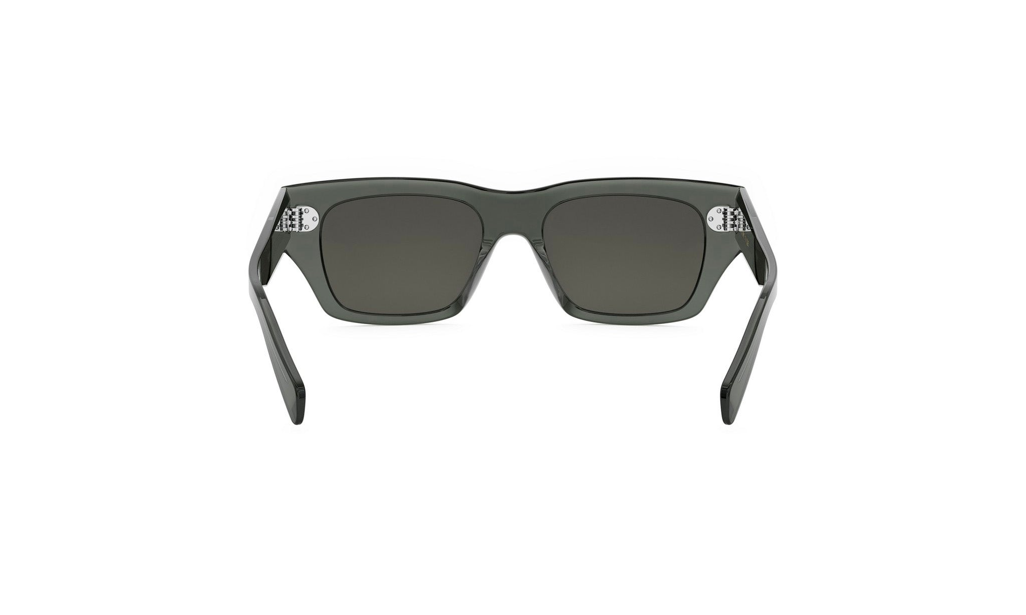 A pair of dark-colored sunglasses with a sleek, modern design.