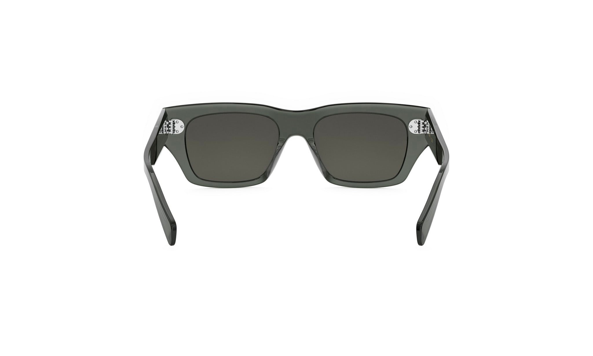 A pair of dark-colored sunglasses with a sleek, modern design.