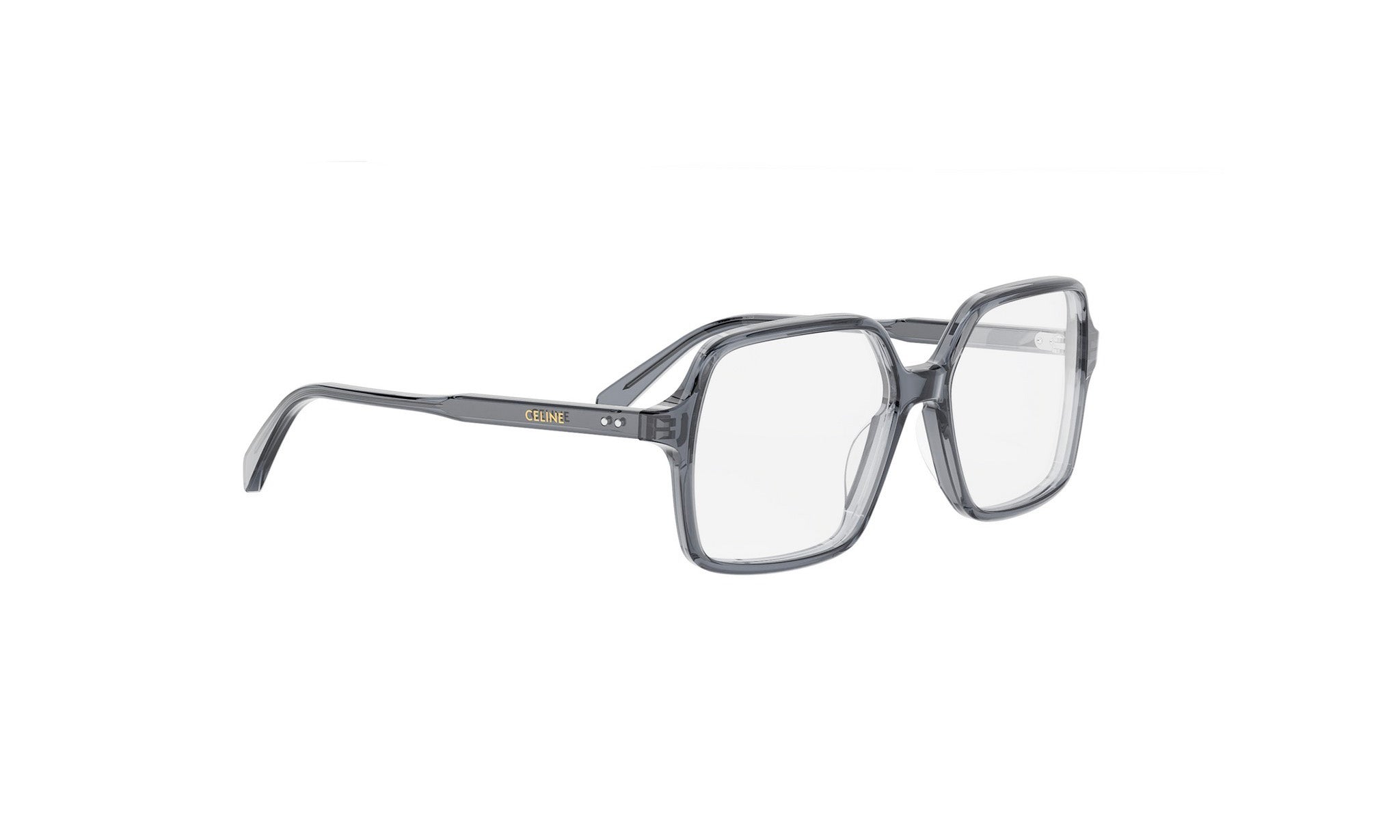 A pair of stylish, square-framed glasses with a sleek, modern design.