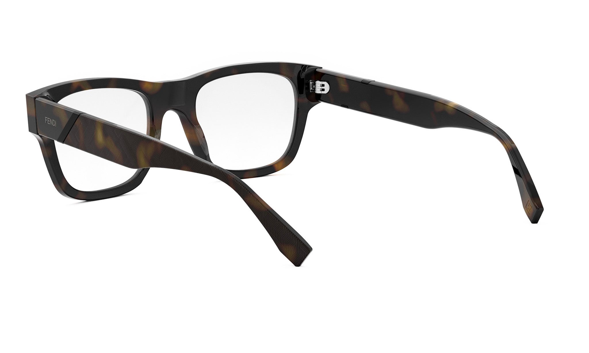 A pair of dark-framed glasses with a tortoiseshell pattern.