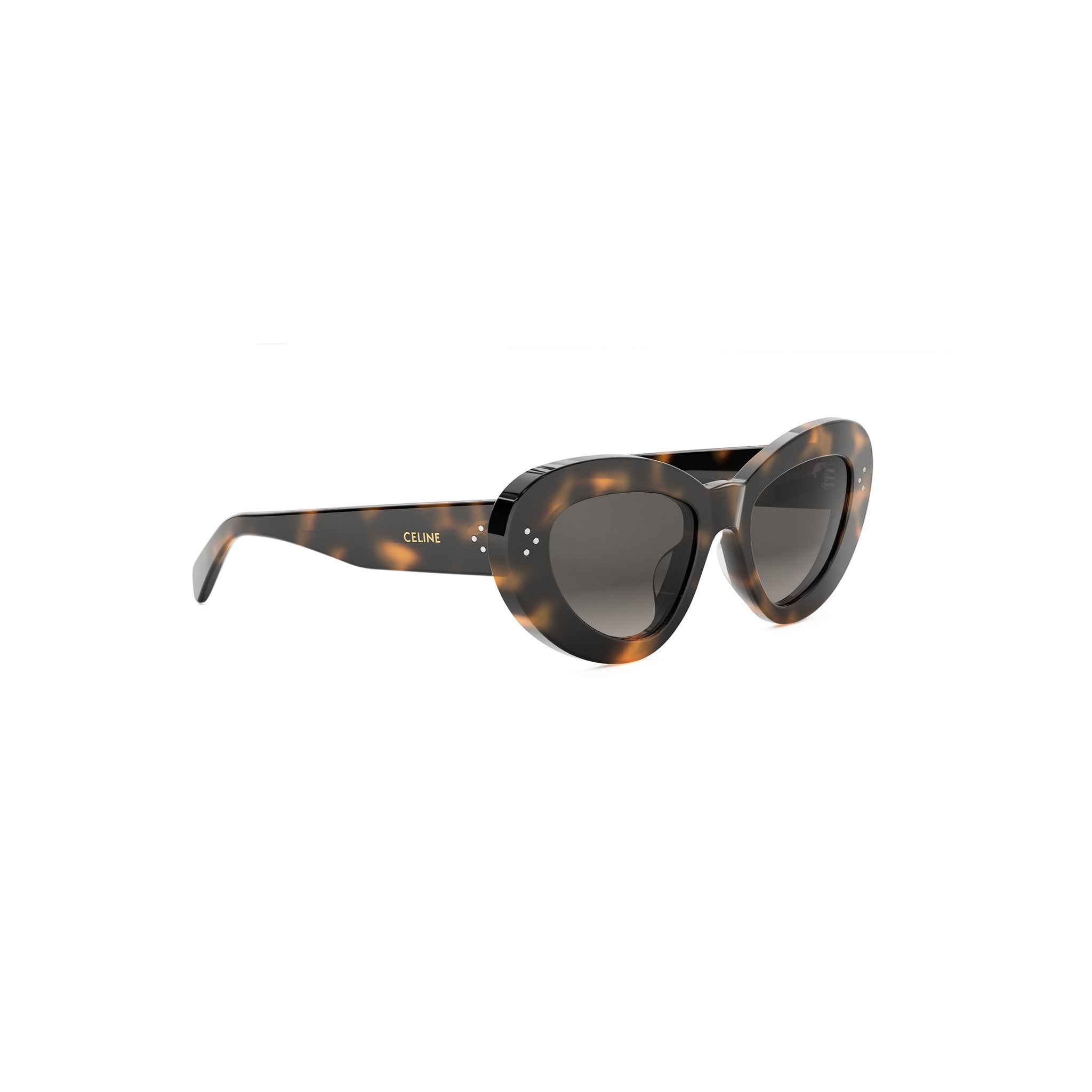 A pair of tortoiseshell sunglasses with dark lenses.