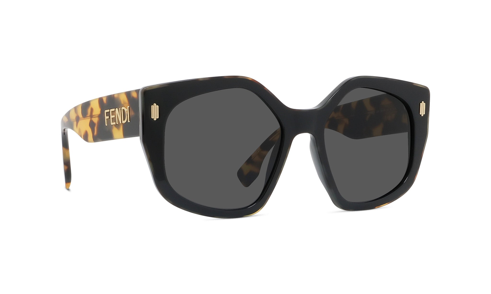 A pair of stylish sunglasses with a tortoiseshell frame and dark lenses.