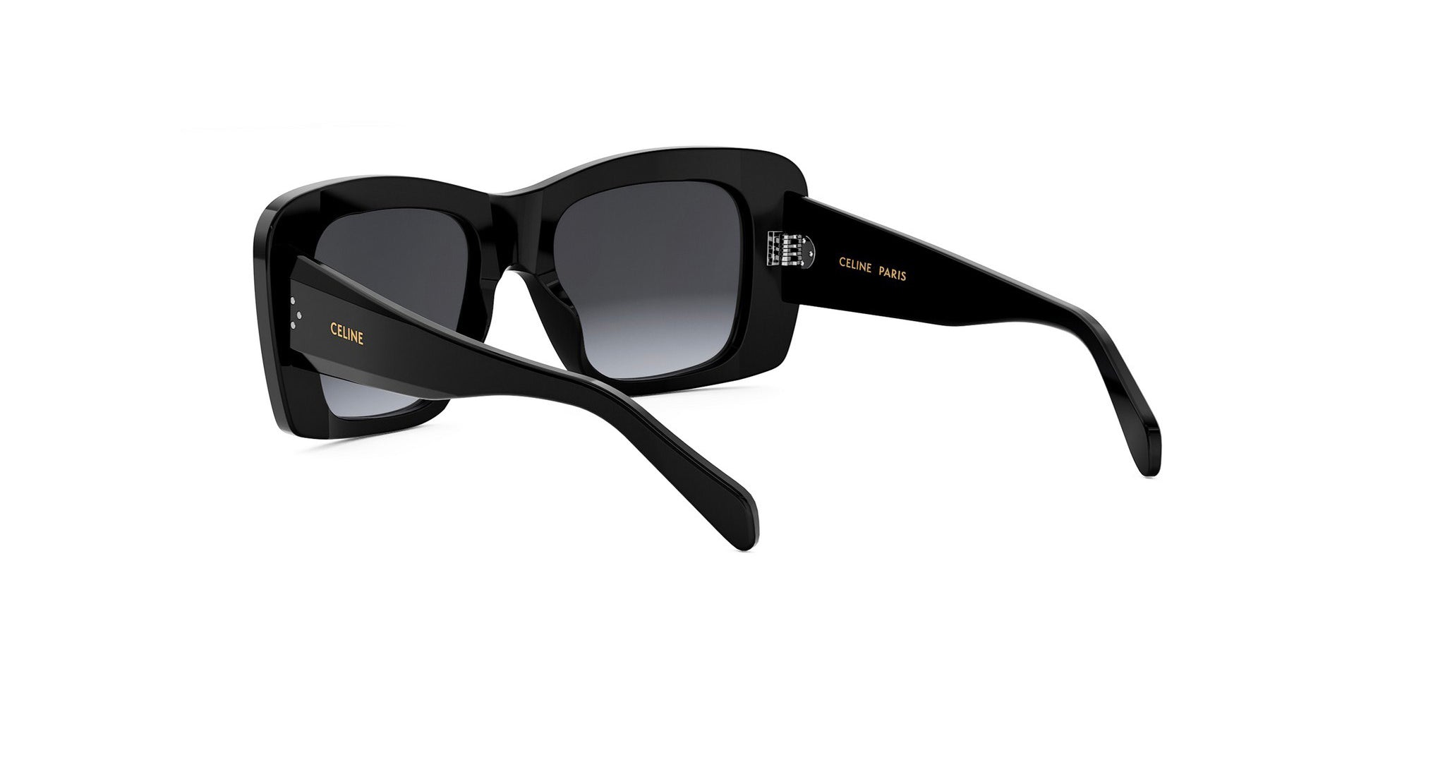 A pair of black sunglasses with a gradient lens design.