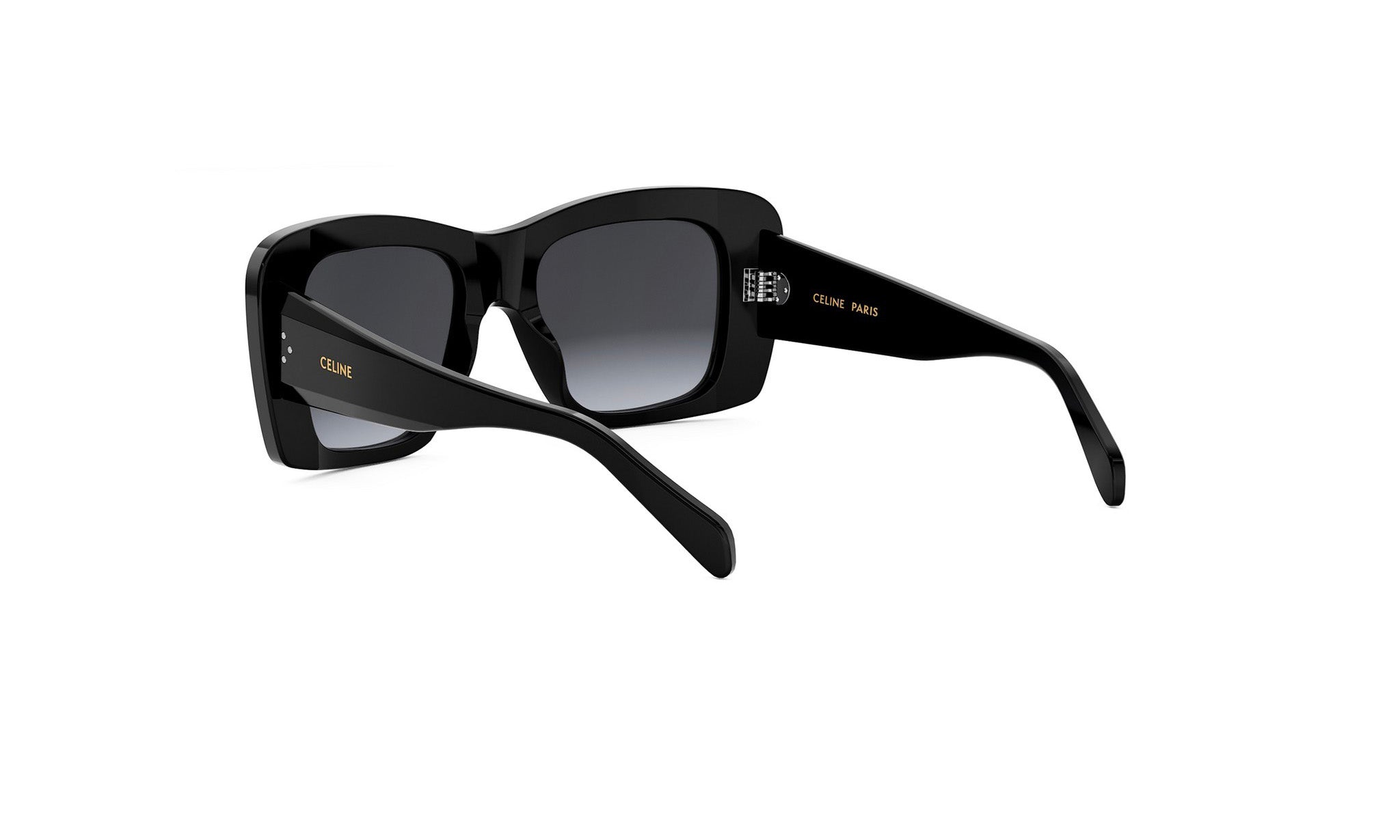 A pair of black sunglasses with a gradient lens design.
