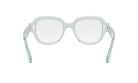 A pair of white-framed glasses with clear lenses.