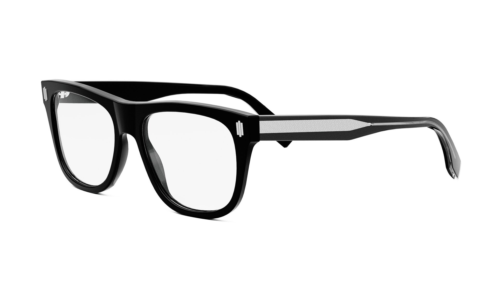 A pair of black-framed glasses with a sleek, modern design.
