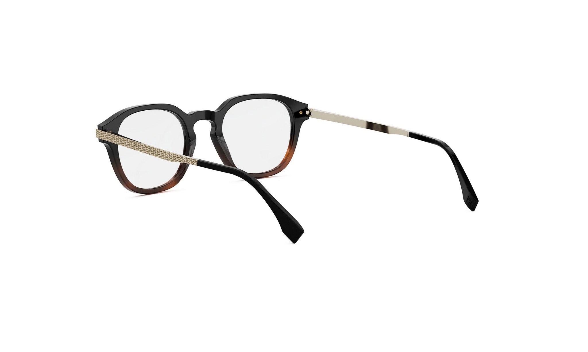 A pair of stylish, black-framed glasses with a white strap.