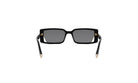 A pair of black rectangular sunglasses with gold accents.