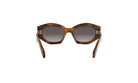 A pair of brown tortoiseshell sunglasses with dark lenses, featuring a distinctive oval frame design.