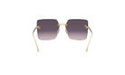 A pair of stylish sunglasses with a gradient dark gradient lens and gold-colored metal frame.