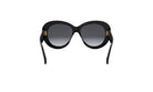 A pair of black sunglasses with gold accents, featuring a gradient lens design.