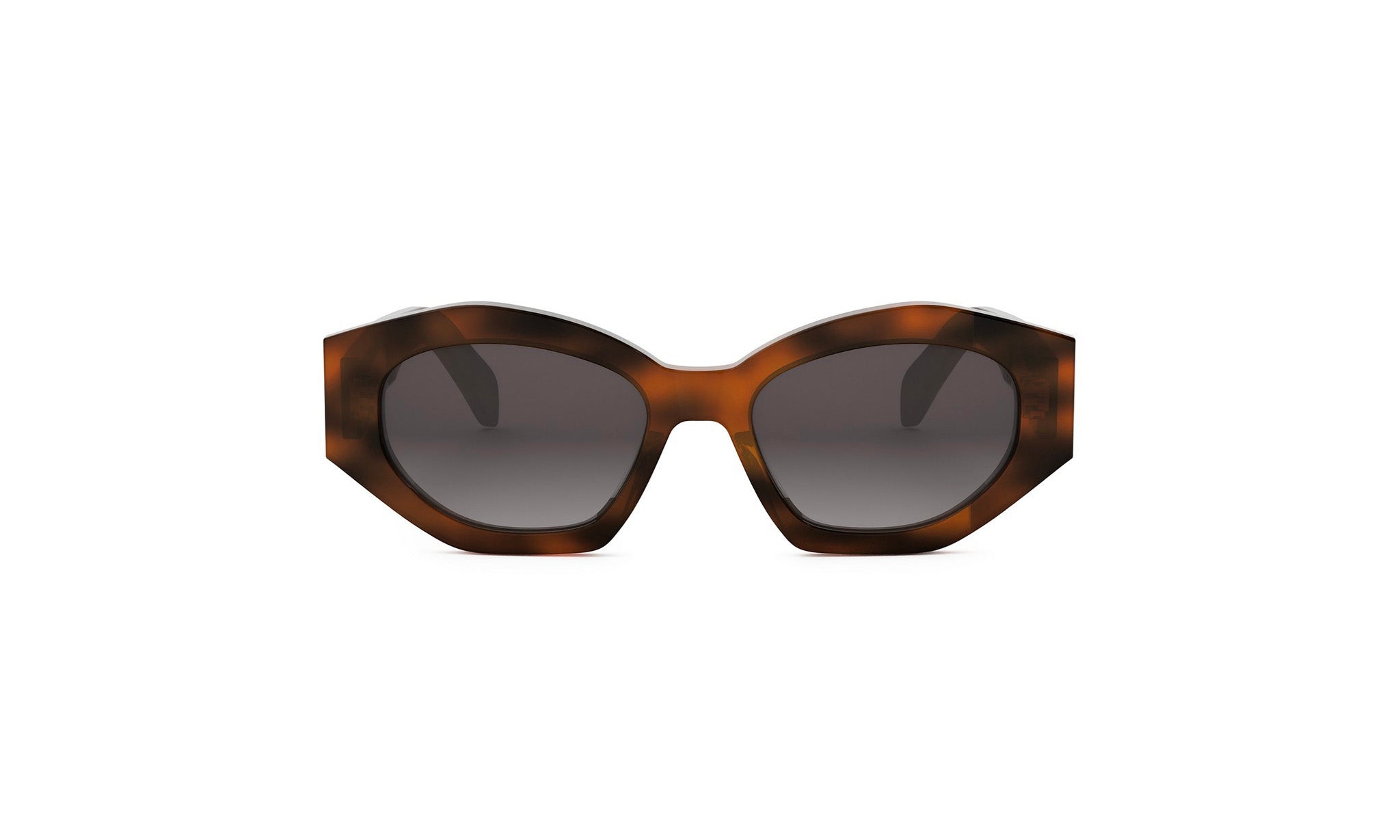 A pair of brown-framed sunglasses with dark lenses.