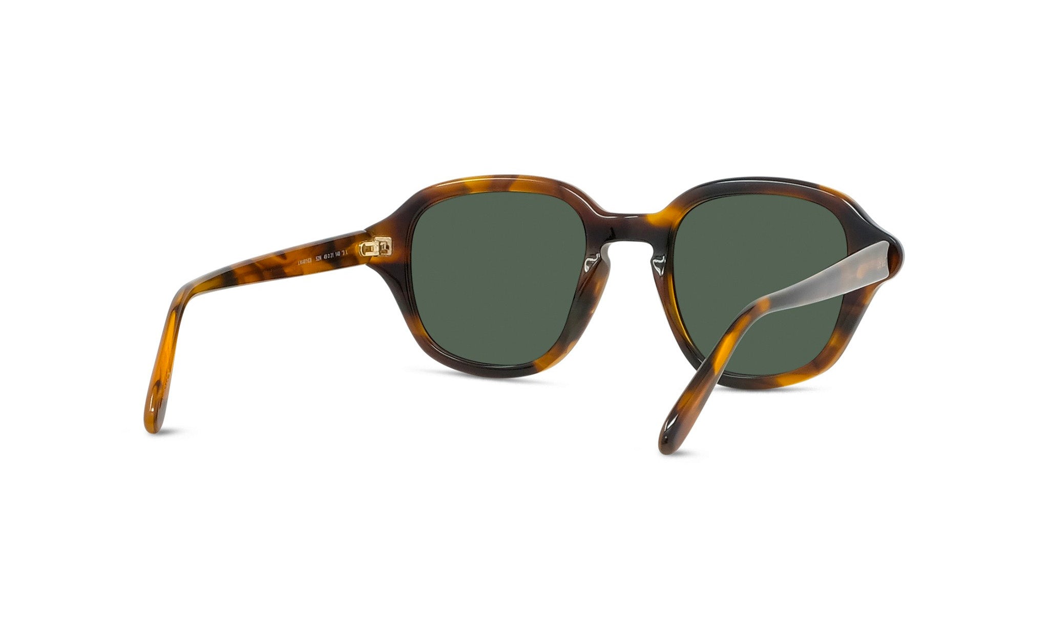A pair of tortoiseshell-framed sunglasses with dark green lenses.