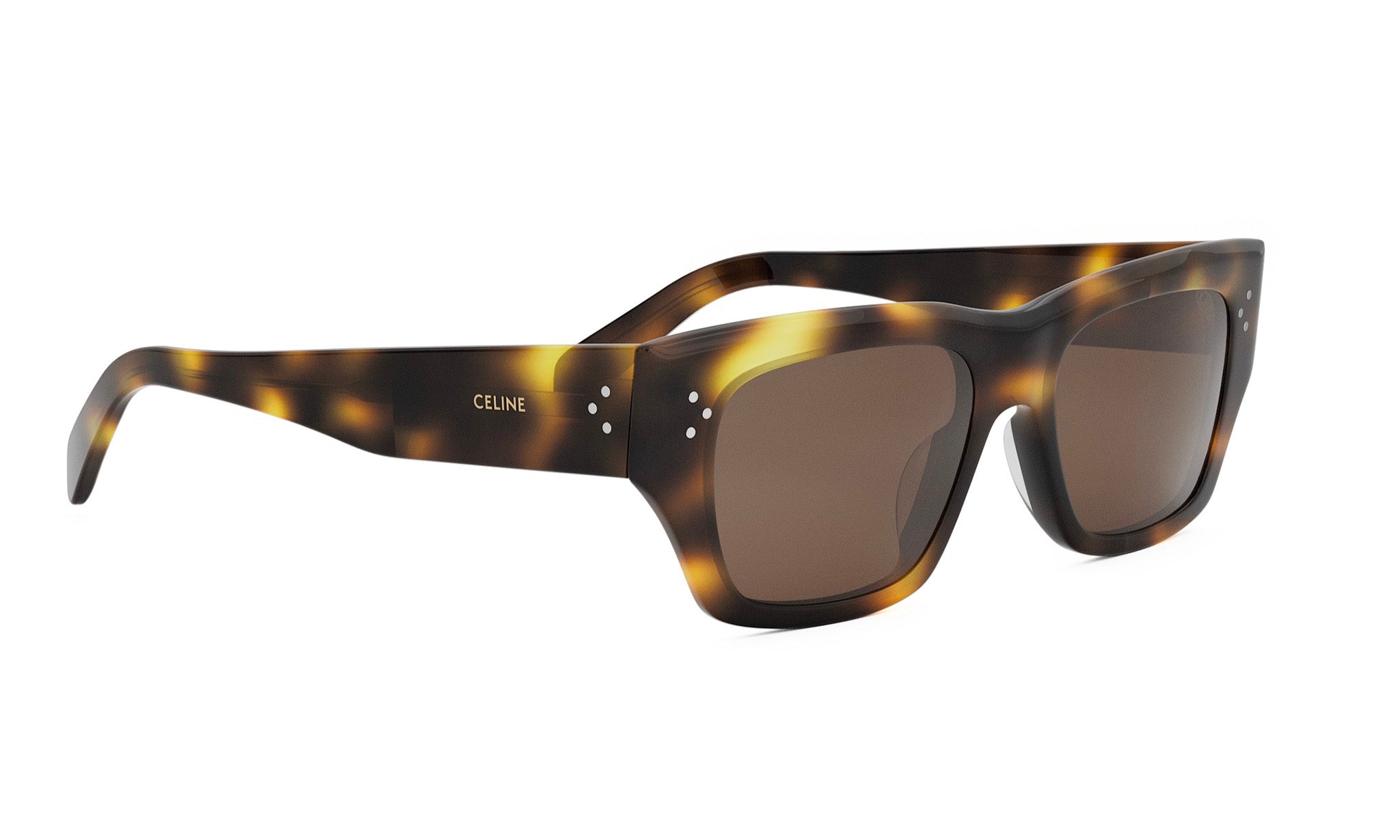 A pair of stylish sunglasses with a tortoiseshell frame and dark lenses.