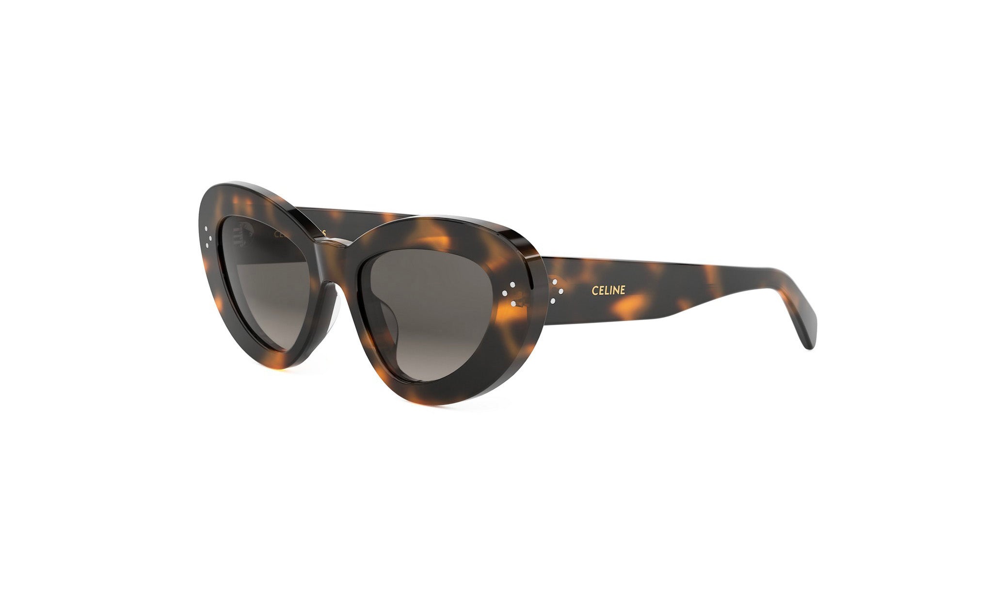 A pair of stylish sunglasses with a tortoise shell frame and dark lenses.