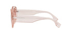 A pair of pink Fendi sunglasses with a unique design.