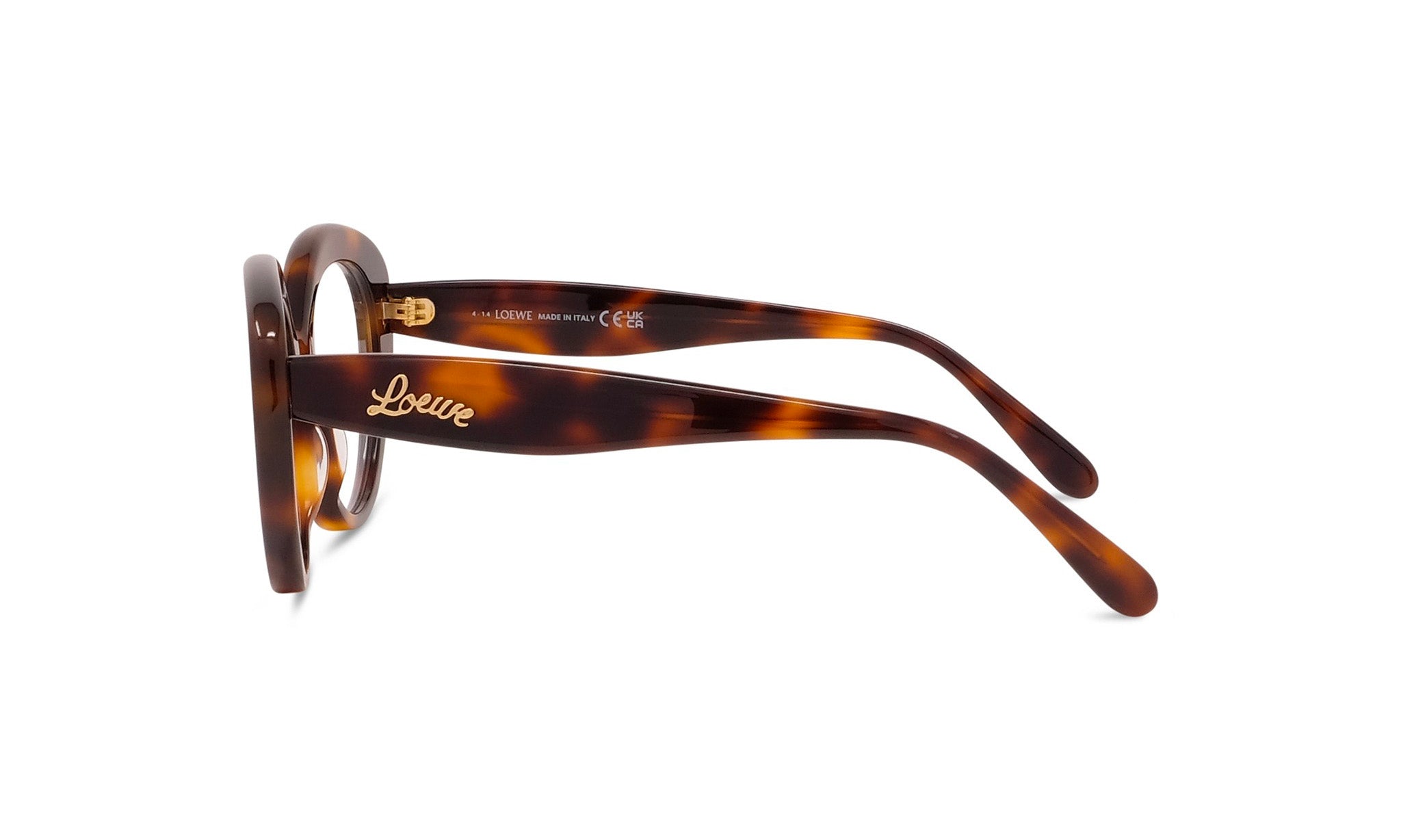 A pair of brown-framed glasses with the word "Love" printed on the side.