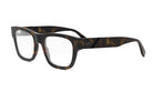 A pair of Fendi-branded eyeglasses with a tortoiseshell frame and clear lenses.