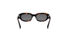 A pair of sunglasses with dark frames and a tortoiseshell pattern.