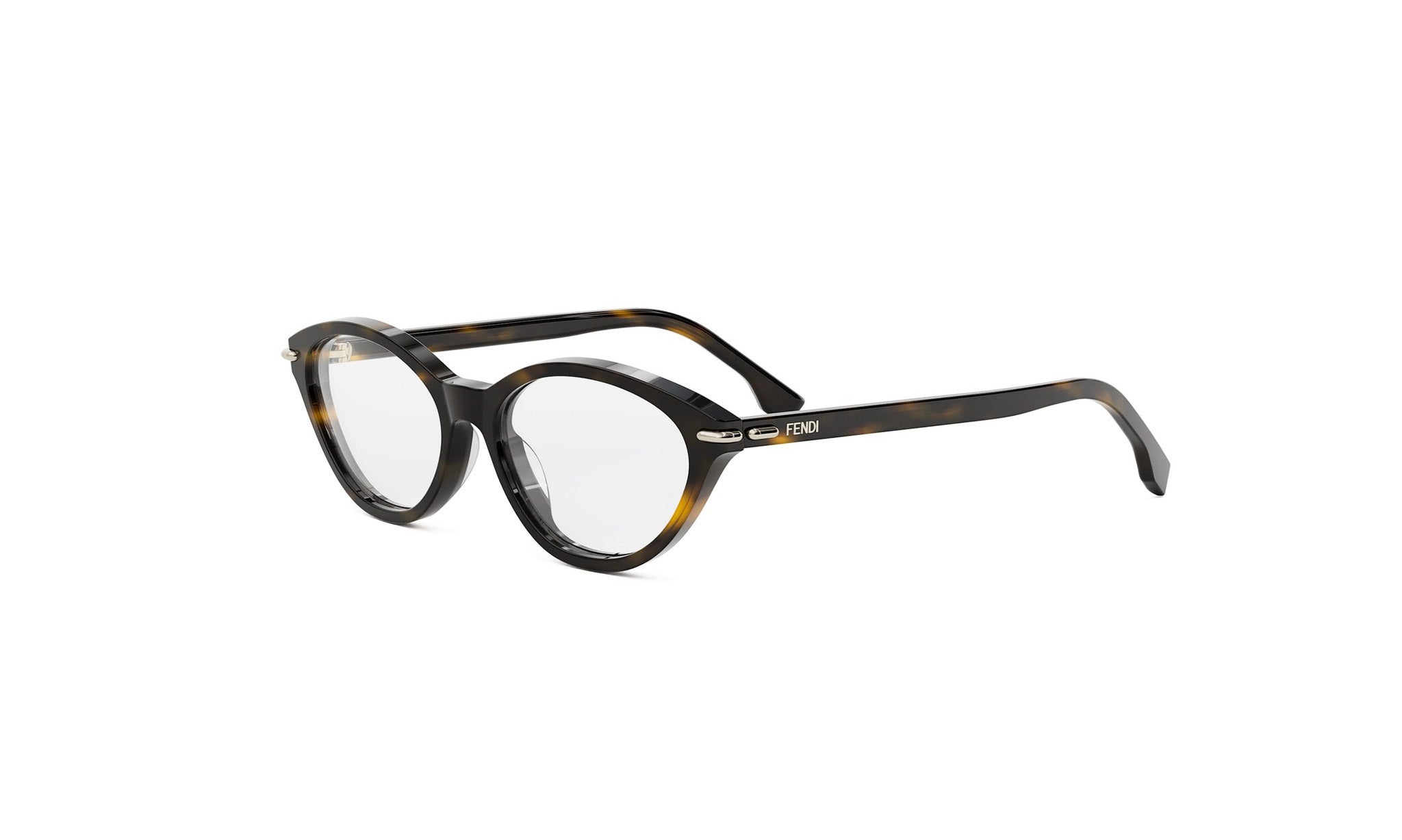 A pair of tortoiseshell-framed glasses with a dark frame and clear lenses.