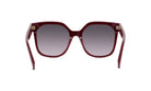 A pair of burgundy-colored sunglasses with dark lenses.