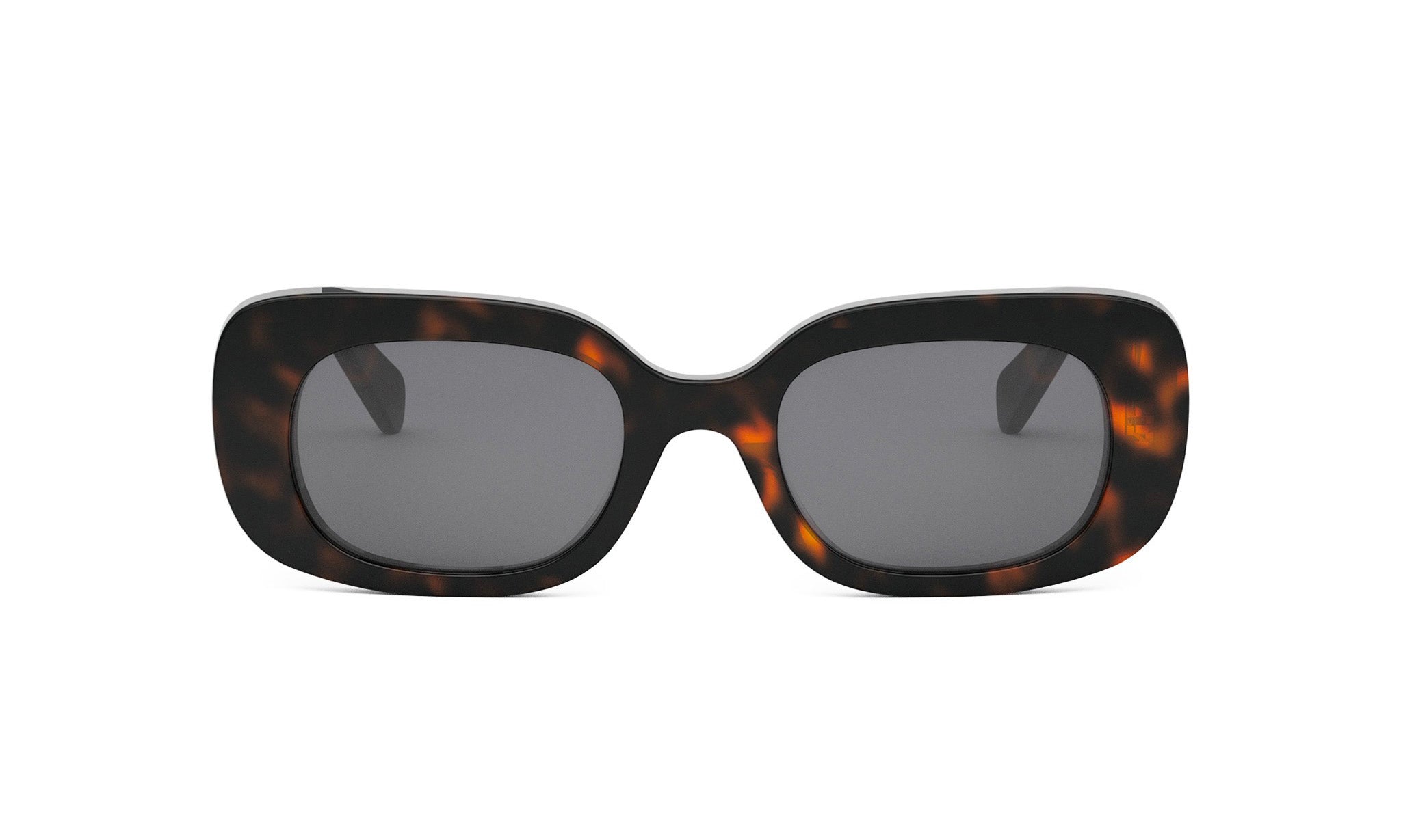 A pair of stylish sunglasses with dark frames and dark lenses.