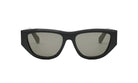 A pair of black cat-eye sunglasses with dark lenses.
