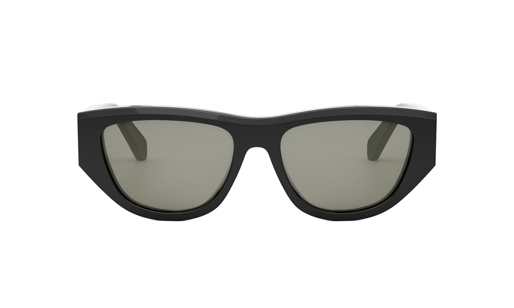 A pair of black cat-eye sunglasses with dark lenses.
