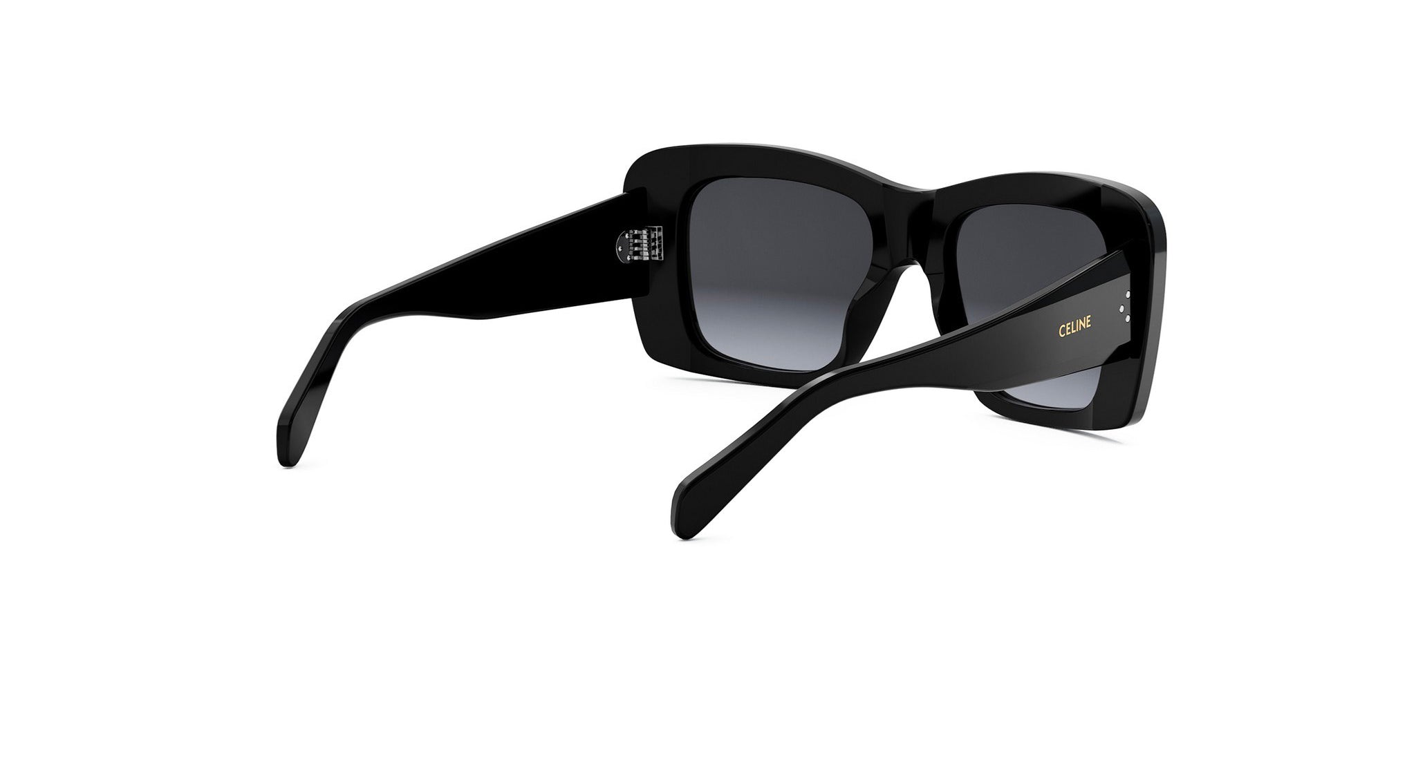 A pair of black sunglasses with a sleek, modern design.