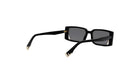 A pair of black rectangular sunglasses with gold accents.