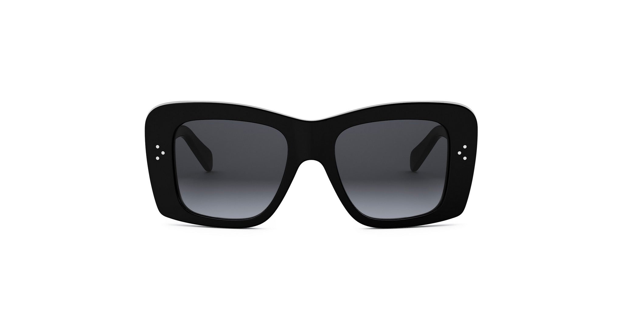 A pair of black sunglasses with a sleek, modern design.