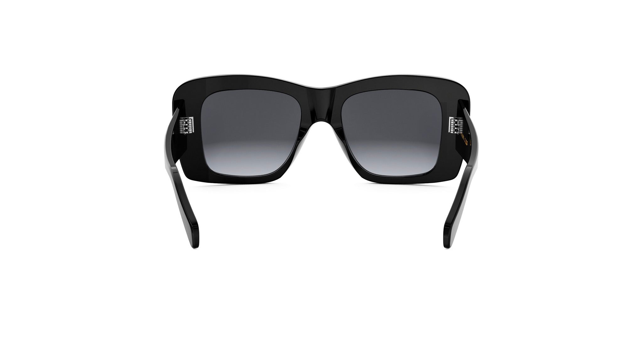 A pair of black sunglasses with a sleek, modern design.