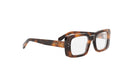 A pair of tortoiseshell-framed glasses with a dark tortoiseshell frame and clear lenses.