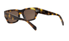 A pair of stylish sunglasses with a tortoiseshell frame and dark lenses.