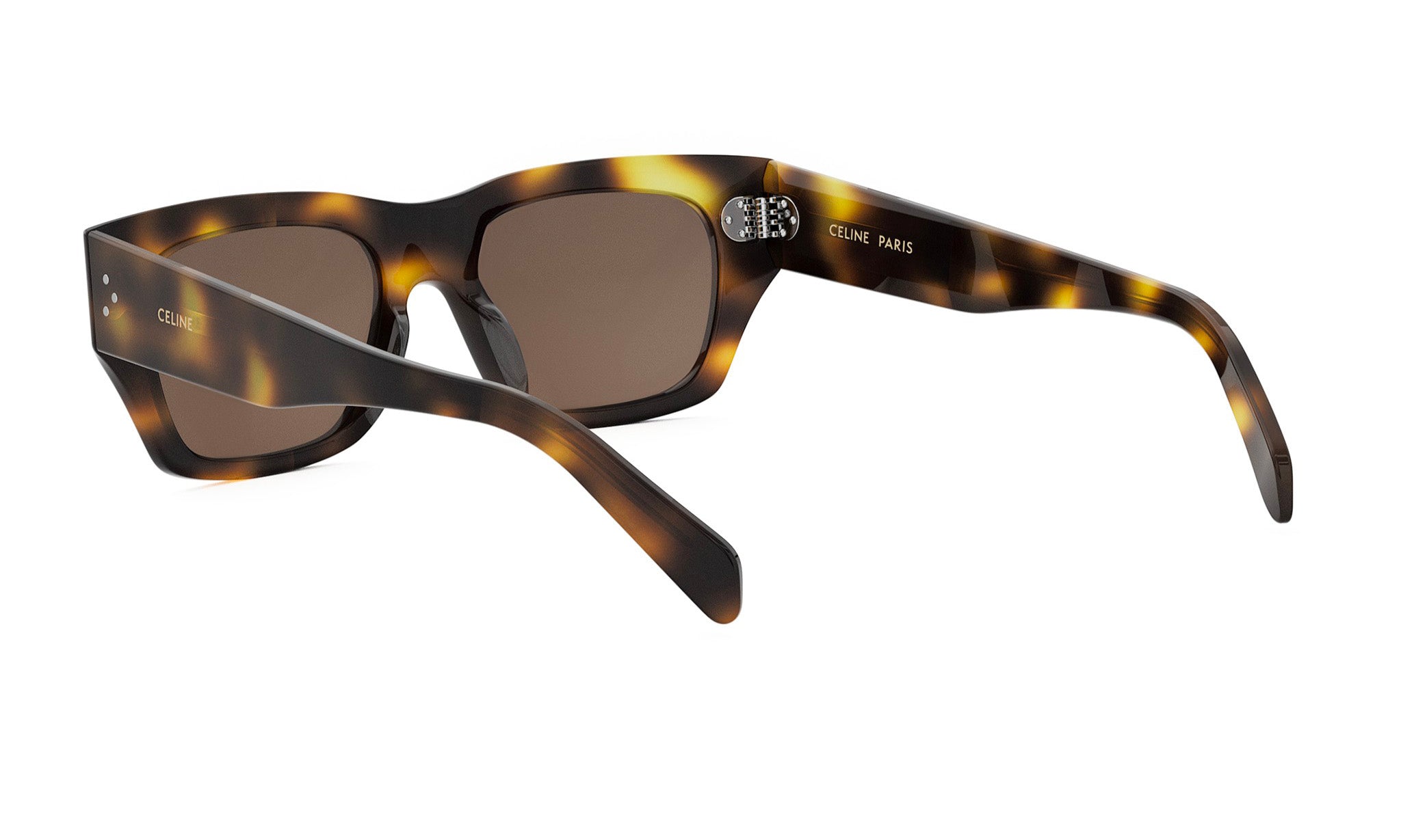 A pair of stylish sunglasses with a tortoiseshell frame and dark lenses.