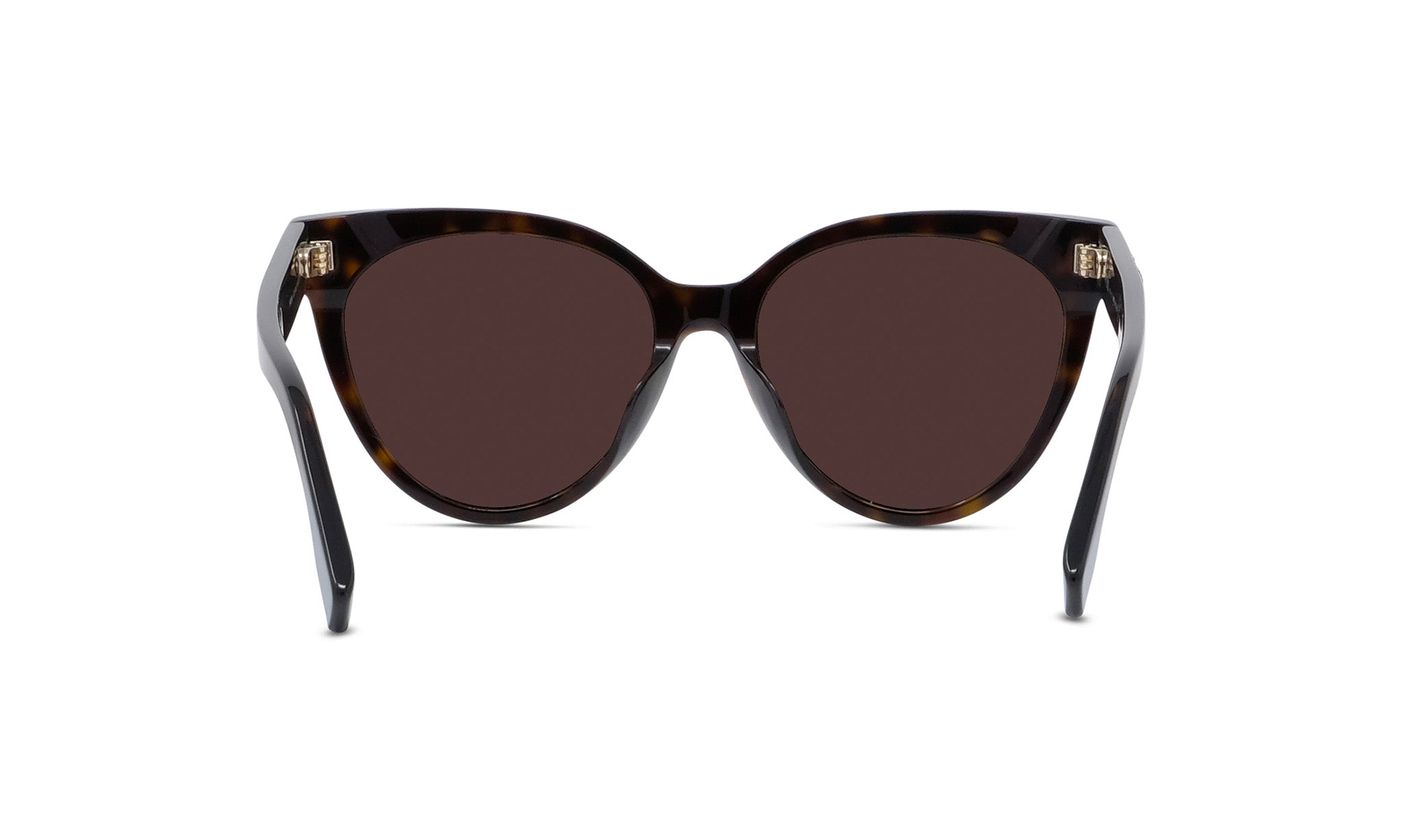 A pair of dark-colored sunglasses with dark lenses.